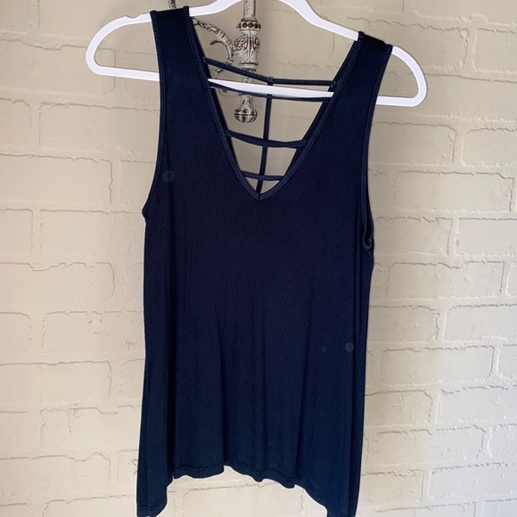 American‎ Eagle ribbed soft sexy burn out tank top small black burnout - Picture 1 of 3